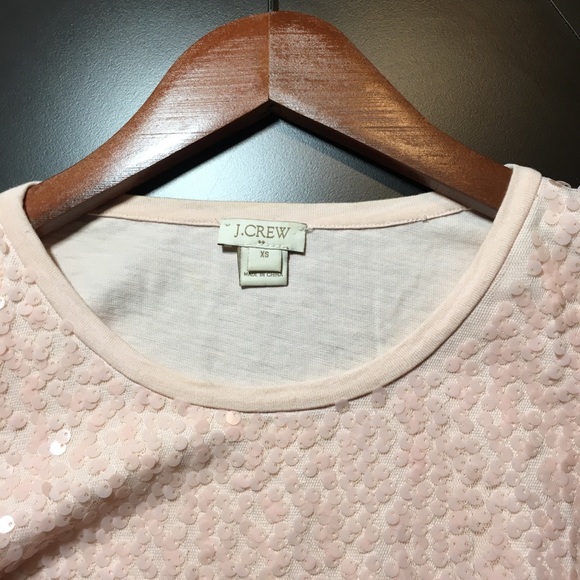 J Crew pink sequins front long sleeve T-shirt XS - Picture 4 of 7